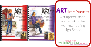 ARTistic Pursuits High School Level is a two book art appreciation and art skills course for high schoolers. Each book can be used as a full credit of art for high school. A review from The Curriculum Choice.