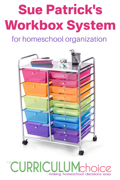 Sue Patrick's Workbox System is an organization aide for homeschoolers that teaches you how to optimize the benefits of homeschooling and better organize your homeschool day.