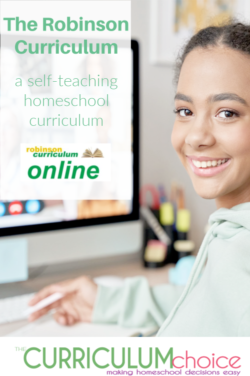 The Robinson Curriculum is a self-teaching homeschool curriculum for all grades. It includes math, writing, vocabulary and reading.