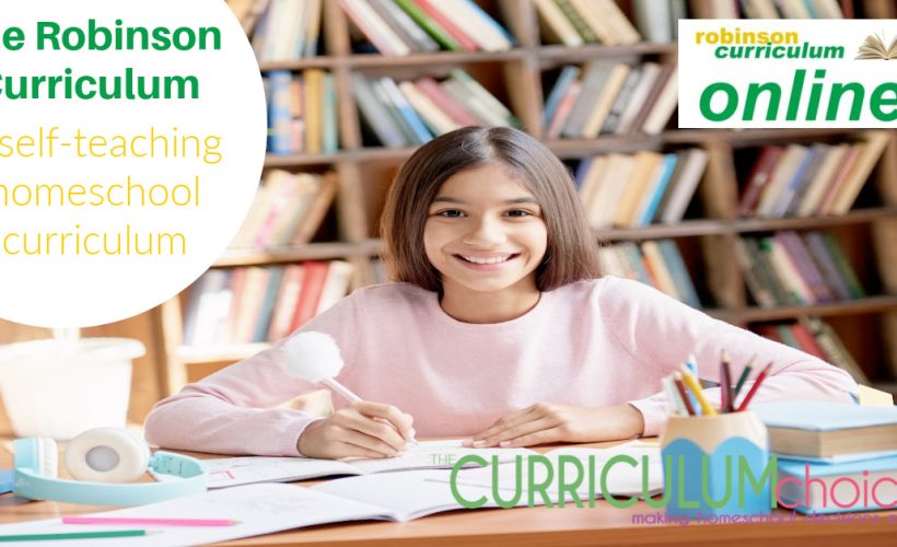 The Robinson Curriculum is a self-teaching homeschool curriculum for all grades. It includes math, writing, vocabulary and reading.