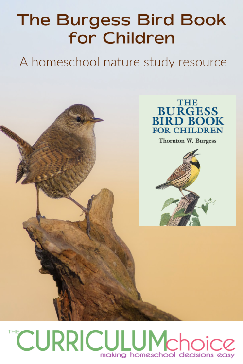 The Burgess Bird Book for Children teaches children about birds in a story format, "interviewing" the birds to help teach about their physical appearances, eating and nesting habits, songs and calls.
