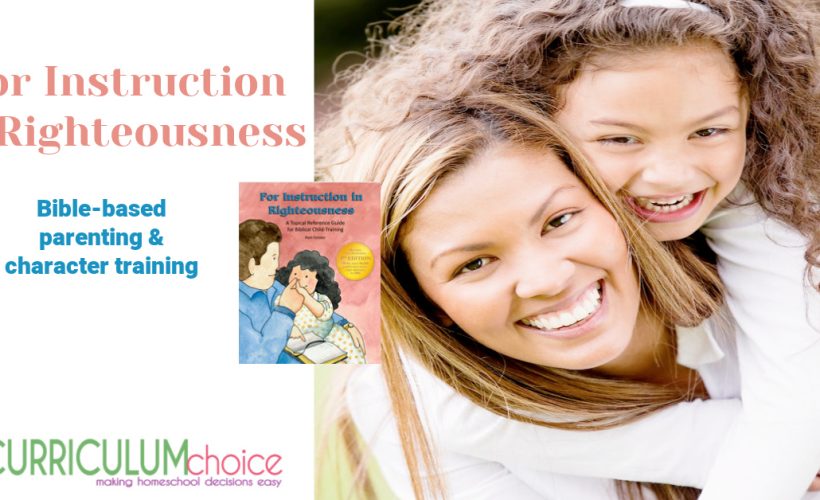 For Instruction in Righteousness helps parents use the Bible every time their children need instruction. Hundreds of Bible verses are organized according to 52 common types of misbehavior.