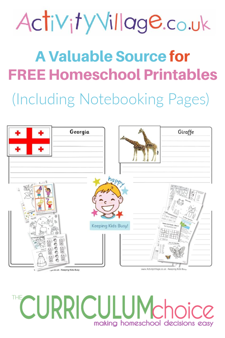 FREE Homeschool Printables From Activity Village (includes notebooking ...