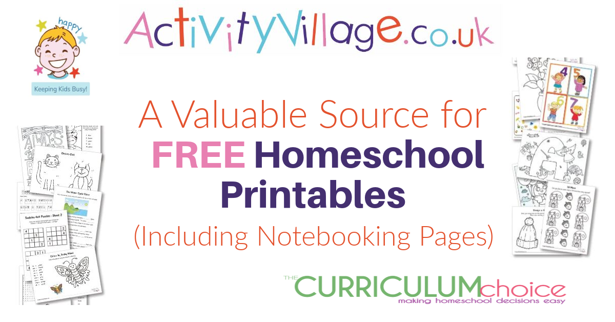 FREE Homeschool Printables From Activity Village (includes notebooking pages) - The Curriculum Choice