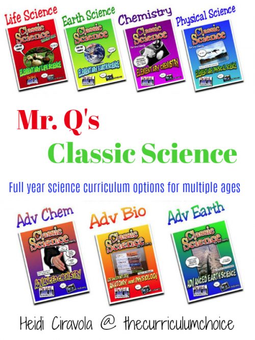 Mr Qs Classic Science - Full year homeschool science curriculum options for multiple ages.