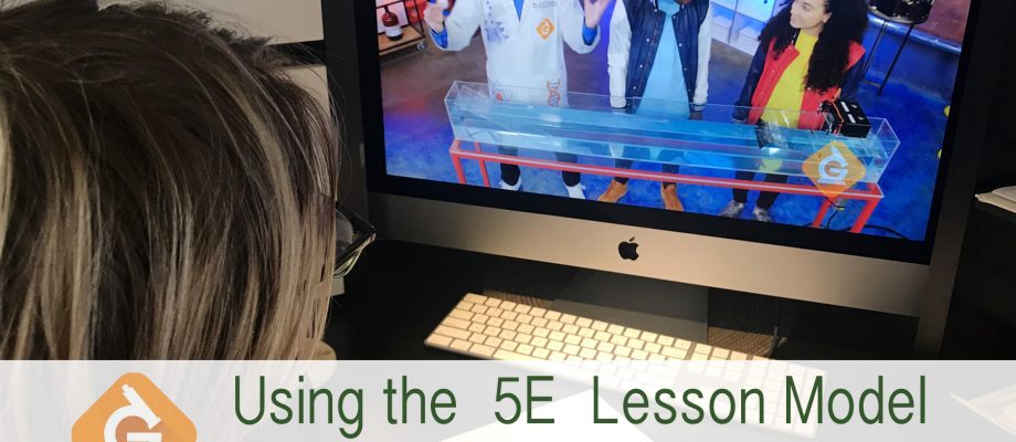 image of a teen watching a science video with the text overlay Using the 5E Lesson Model with Generation Genius: A review by Eva Varga @The Curriculum Choice