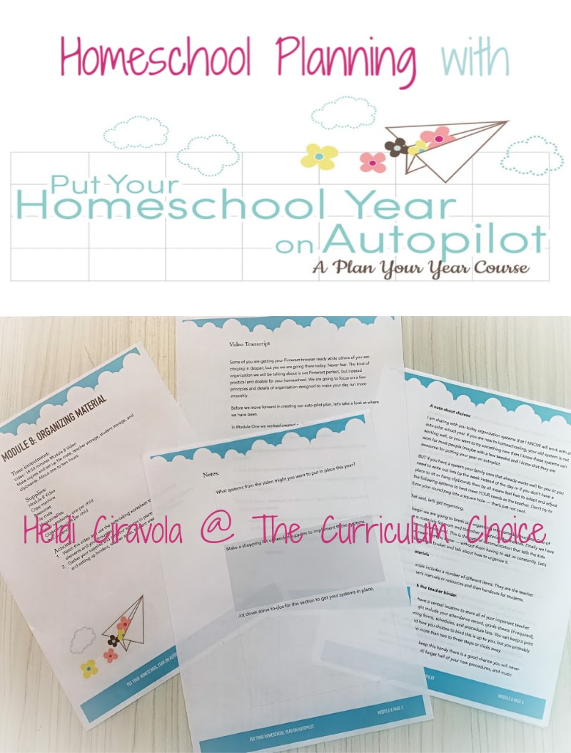 Homeschool Planning: Put Your Homeschool Year on Autopilot - The Autopilot Course from Pam Barnhill is step by step method that guides you through creating a customized homeschool plan for your family. A Review from Heidi Ciravola at The Curriculum Choice