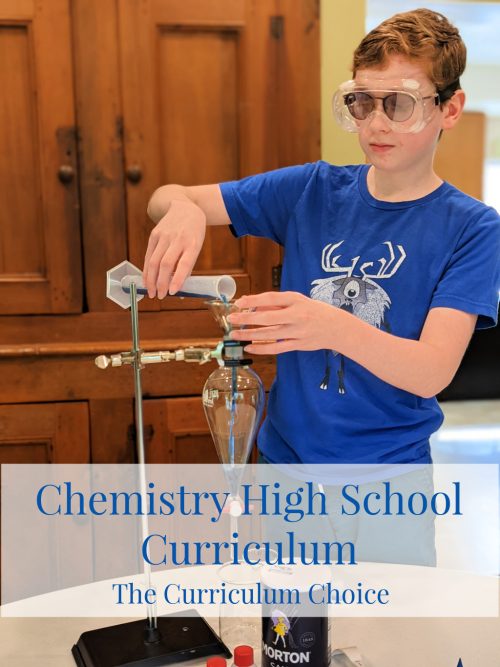 teen boy pouring a solution into a sepatory funnel using a graduated cylinder