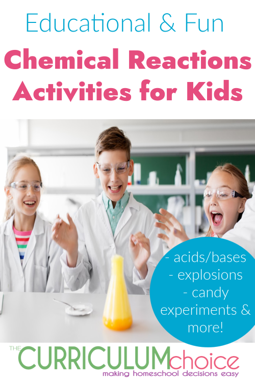 This is a collection of chemical reactions activities for kids from The Curriculum Choice that are both educational and fun! Allowing kids to participate in learning with their hands helps them to not only better understand, but to retain for much longer.