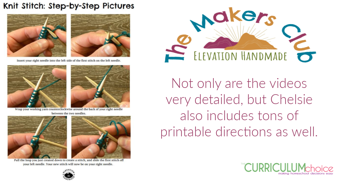 The Makers Club from Elevation Handmade provides online craft courses for kids (Adults can do it too!) They use videos and print out to teach things like knitting, sewing, clay, and other crafty projects.
