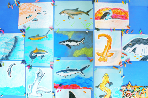 Shark Week art with You ARE an ARTiST - Summer time is a fantastic time to kick back and enjoy our shark themed ideas. You can enjoy a shark month for homeschoolers!