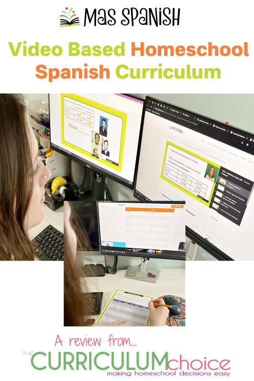 Mas Spanish is a video based homeschool Spanish curriculum for kids in grades 7-12 that requires very little parental involvement!