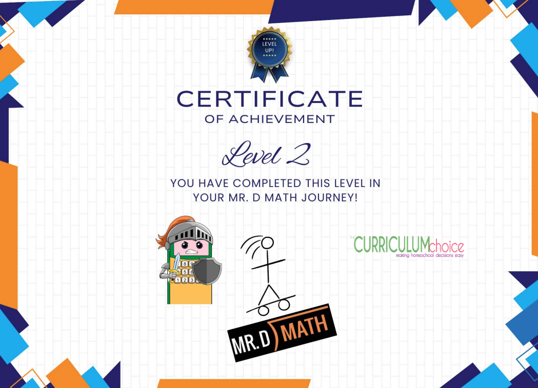Mr. D Math Gamified Math Certificate Level 2 