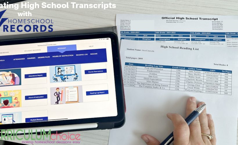 Creating High School Transcripts is easy! With Homeschool Records you can keep attendance logs, reading logs, course descriptions and more!
