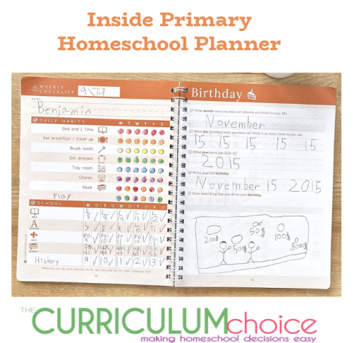 Inside Primary Homeschool Planner