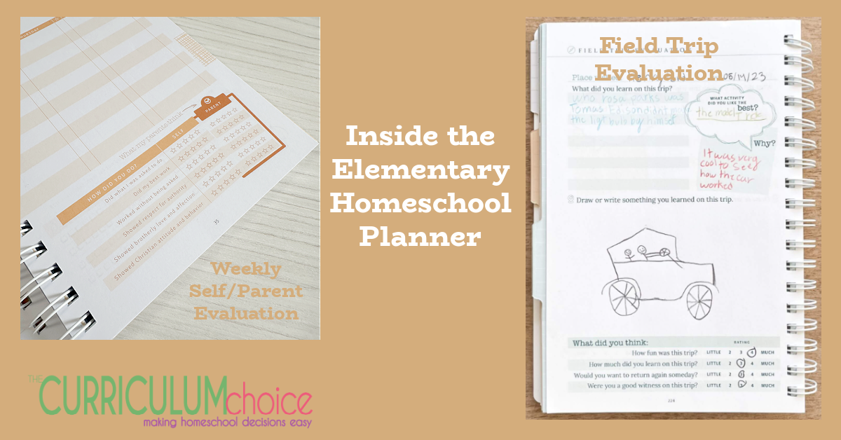 Inside the Elementary Homeschool Planner